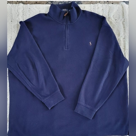 Polo Ralph Lauren 1/4 Quarter‎ Zip Long Sleeves Men Size 2X Big Navy Blue - Picture 1 of 10